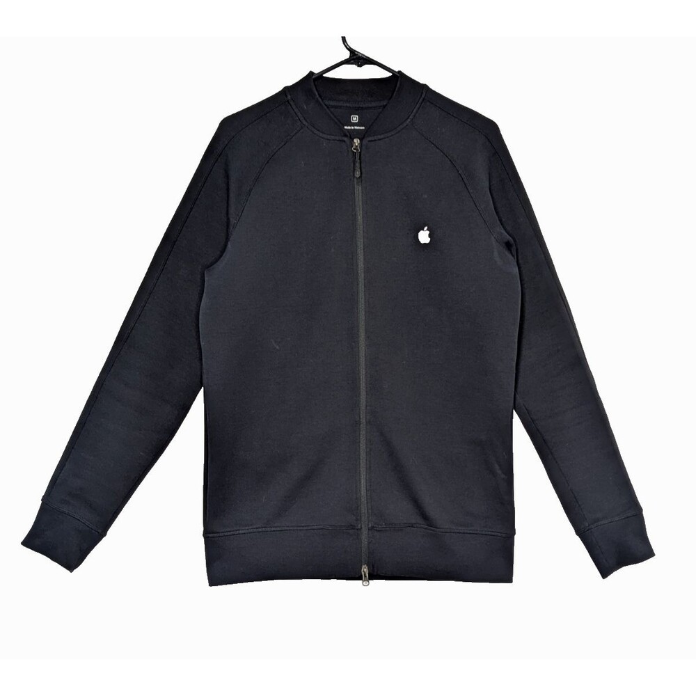 Apple Store Employee Mens Medium Black Zip-up Sweatshirt Jacket Embroidered Logo